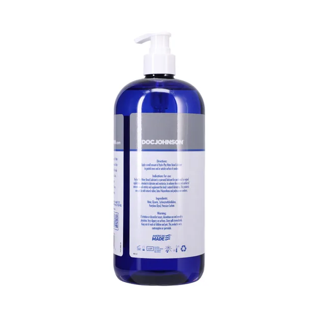 TitanMen Hydro-Play Water-Based Glide 32 oz large blue bottle rear label view