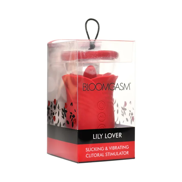 red Bloomgasm Lily Lover flower-top stimulator in clear floral box