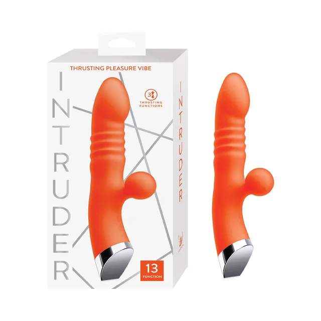 Nasstoys Intruder tangerine vibrator beside retail box