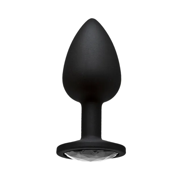 Booty Bling Small Silver Jewel Plug upright black plug with silver jewel base