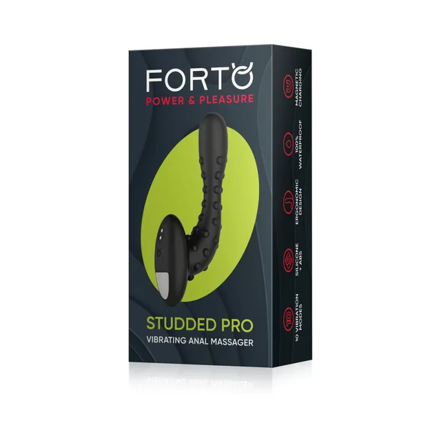 Forto Studded Pro black vibrating massager packaging