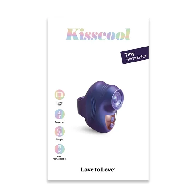 midnight indigo Love to Love Kisscool finger-loop vibrator pictured on box