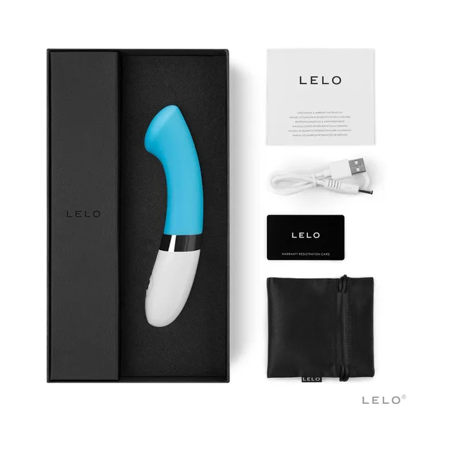 Turquoise LELO GIGI 2 set with box, cable, card and black pouch