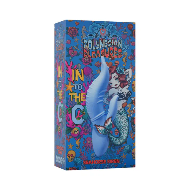 Polynesian Pleasures Seahorse Siren blue vibrator on box
