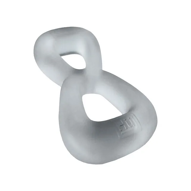 Oxballs Hunkyjunk Boomerang Clear Steam double ring angled front view of both rounded rectangular openings