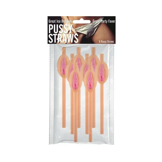 Hott Products Novelty Drinking Straws eight straws sealed in clear black-header package