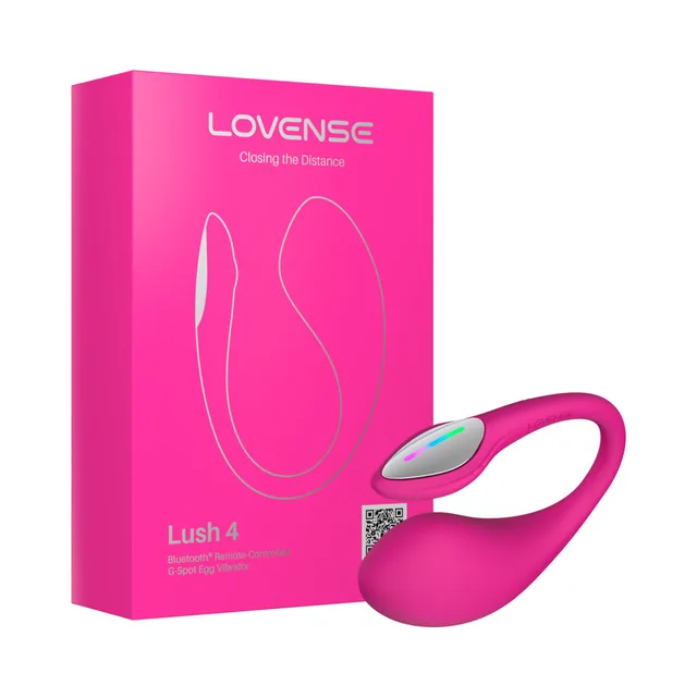 Lovense Lush 4 hot pink Bluetooth egg vibrator and box