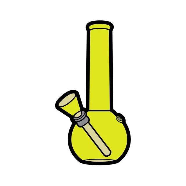Close-up of yellow-green soft enamel bong lapel pin