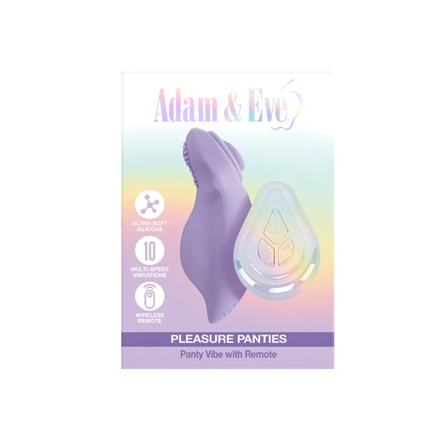 Adam and Eve Pleasure Panties lilac vibrator in retail card