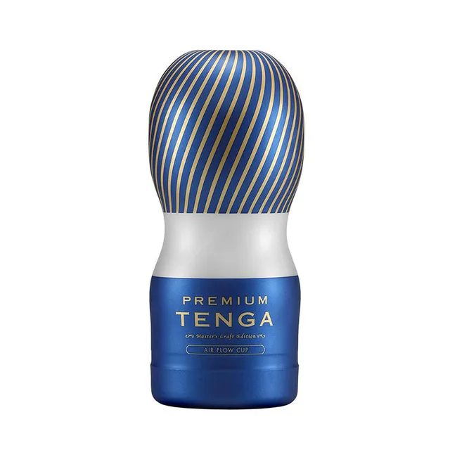 Tenga Premium Air Flow Cup with diagonal gold pinstripes
