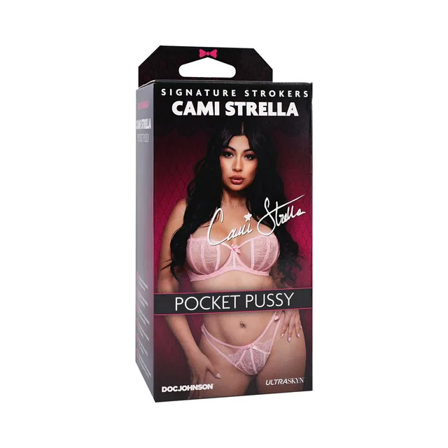 Doc Johnson Cami Strella Signature Stroker black and magenta portrait retail box