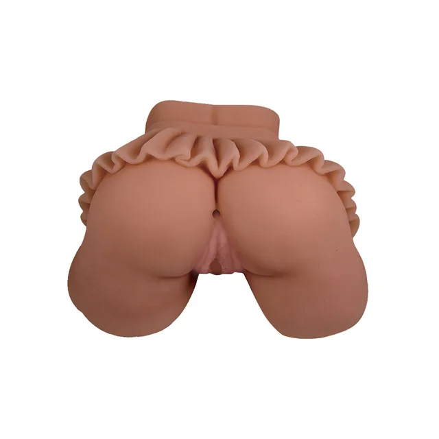 Rear view of brown School Girl masturbator with sculpted skirt edge