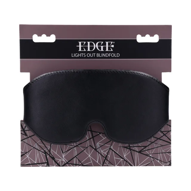 Black Sportsheets Edge Lights Out contoured blindfold on retail card