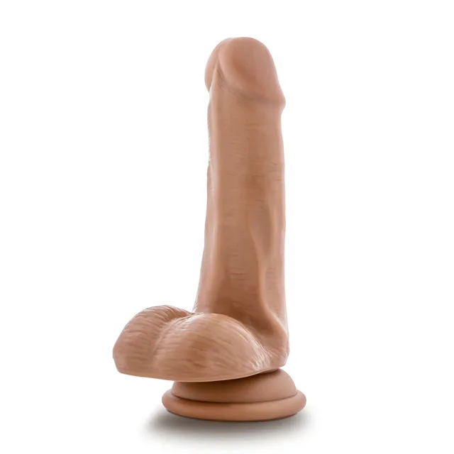 Upright angled view of tan Dr. Skin Plus Realistic dildo