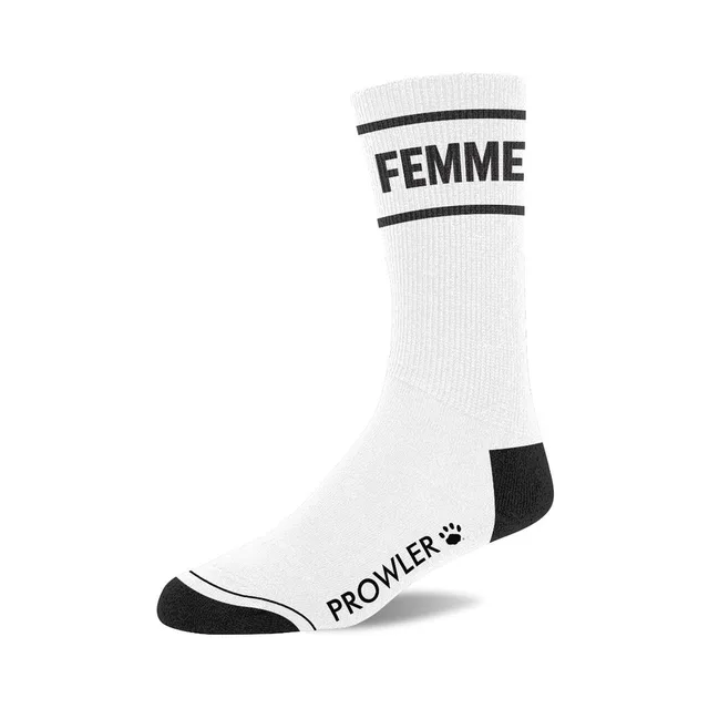 Single Femme white crew sock with black heel and toe