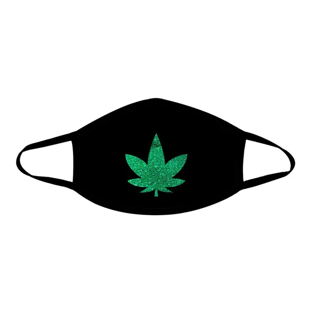 Black Neva Nude face mask with green glitter leaf graphic