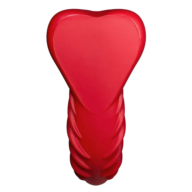 smooth rear face of red Luvgrind heart cushion above its textured lower section