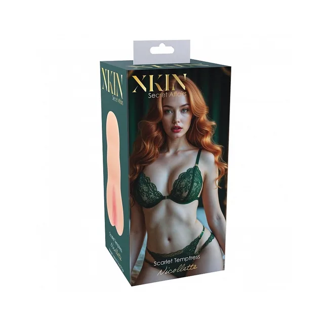 Xkin Nicolette beige stroker box with green lingerie artwork