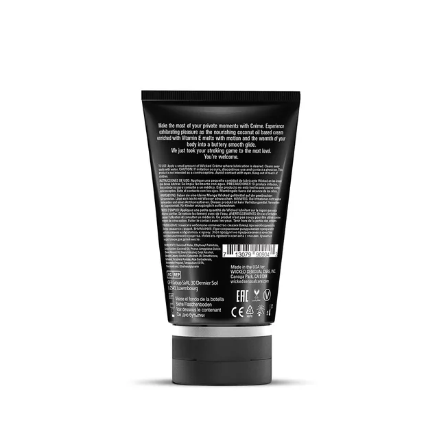 Wicked Creme 4 oz black squeeze tube back panel
