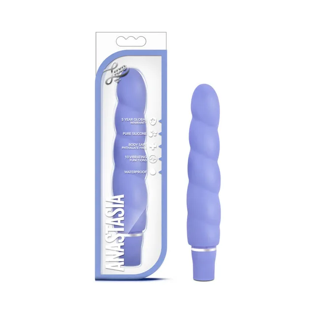 Luxe Anastasia light purple vibrator beside retail package