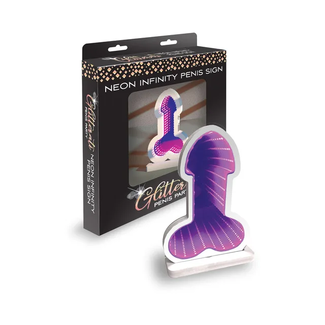 Purple Infinity Penis LED light beside black retail box