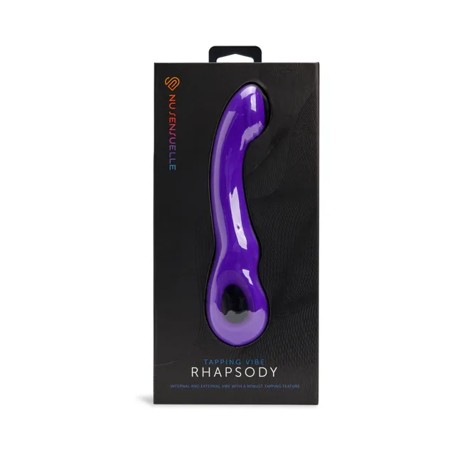 deep purple Nu Sensuelle Rhapsody tapping vibrator inside a tall black box
