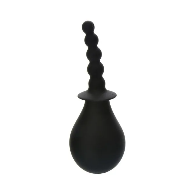 Adam & Eve Smooth and Easy black silicone douche assembled black bulb and beaded nozzle