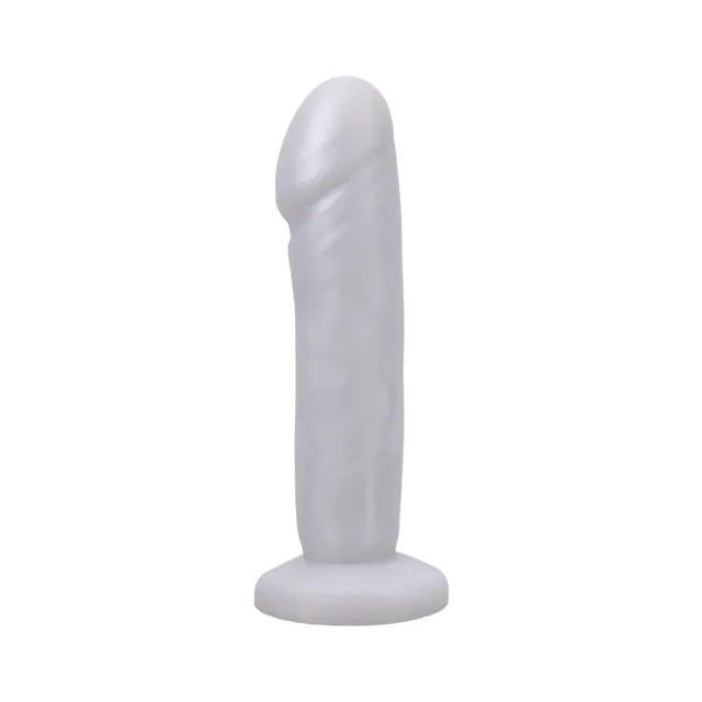 Tantus Vamp moonstone white moonstone Vamp angled above flared base