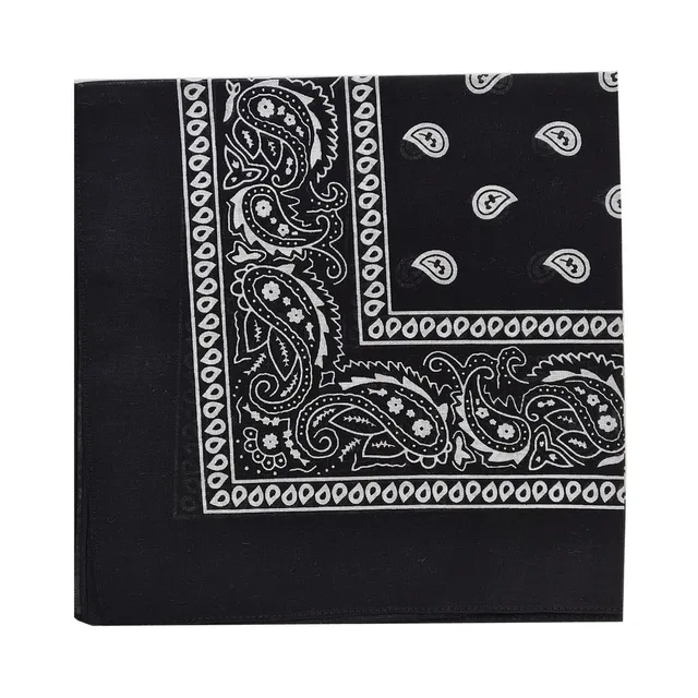 Folded black Prowler RED hanky with white paisley border