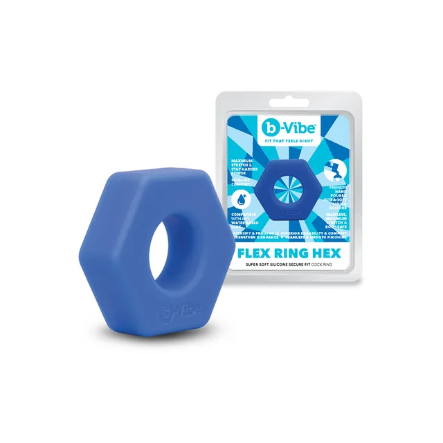 b-Vibe Flex Ring Hex blue C-ring with retail package