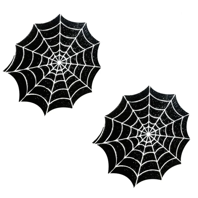 Pair of black Neva Nude spider web pasties with white web lines