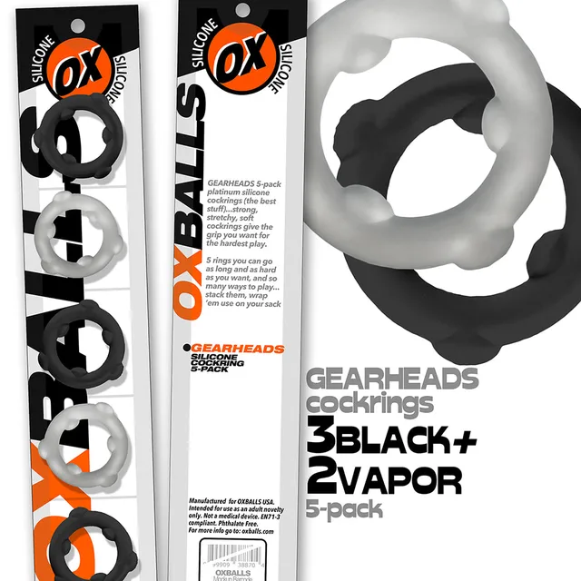Oxballs Gearheads five-pack with black and Vapor spinner rings