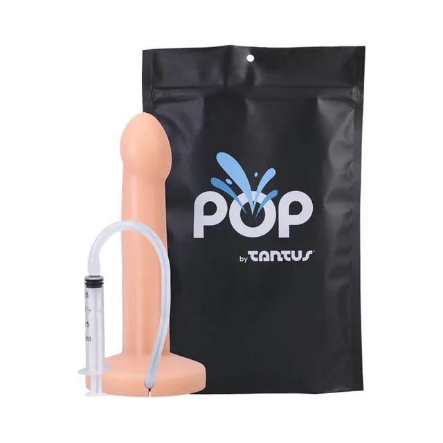 Cream Tantus POP kit with black bag syringe and clear tube