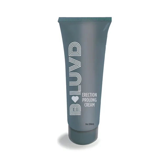 Gray 2 oz B-Luvd Erection Prolong Cream squeeze tube