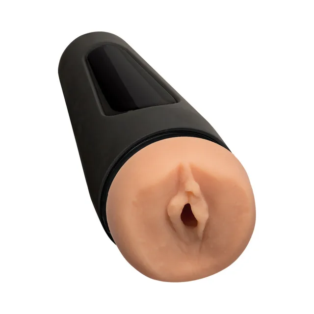 Doc Johnson Main Squeeze Original Vanilla Masturbator angled front opening in black case