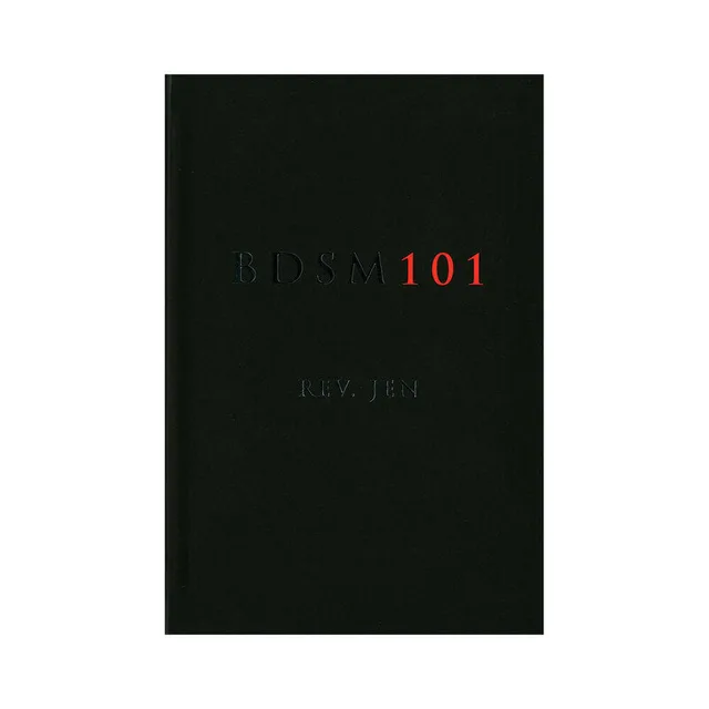 black BDSM 101 cover with small red title and dark embossed lettering