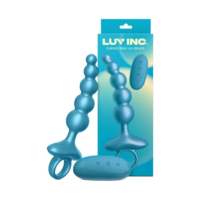 Metallic-blue Luv Inc CR23 Curved Ring vibrating beads with remote and box