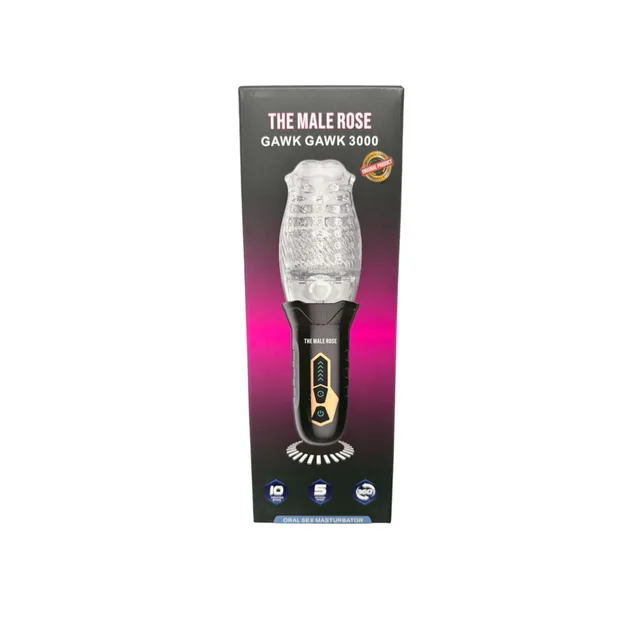 The Male Rose Gawk Gawk 3000 black box with transparent textured cup