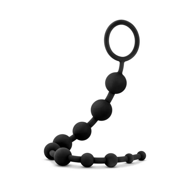 Black silicone 10-bead strand with round loop handle