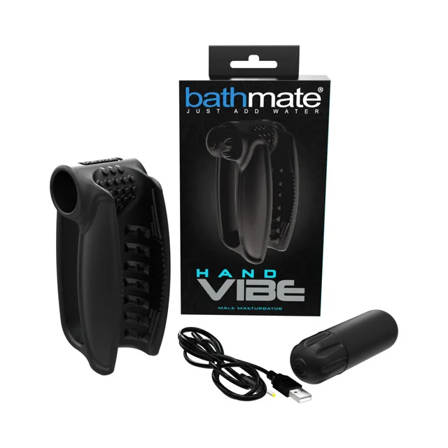 Bathmate Hand Vibe black masturbator package cable and parts
