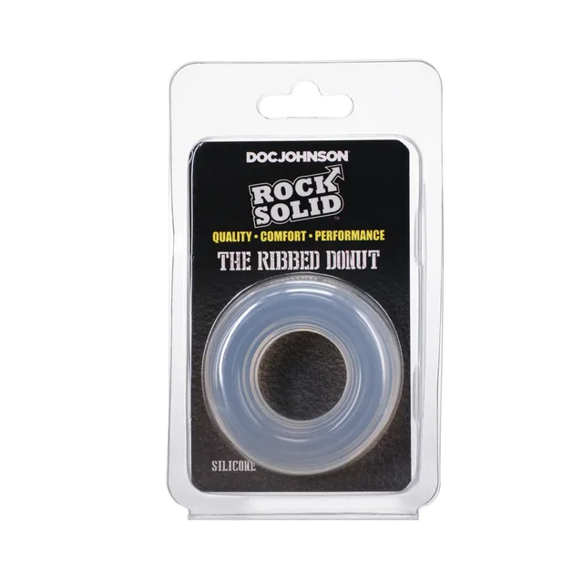 Rock Solid Clear Ribbed Donut Ring in blister package