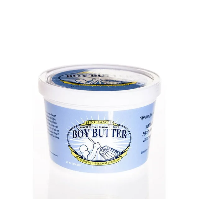 Boy Butter H2O 16 oz white tub with pale blue wraparound label