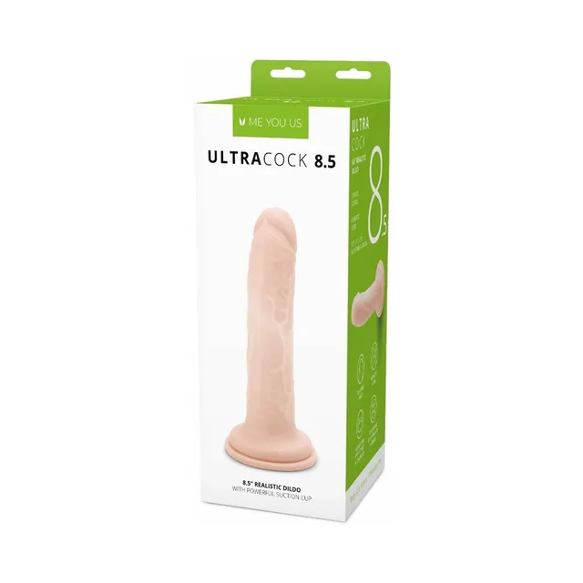 Me You Us Ultra Cock 8.5-inch vanilla dildo retail box