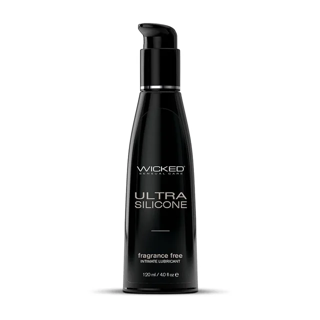 Wicked Ultra Silicone 4 oz tall black pump bottle front