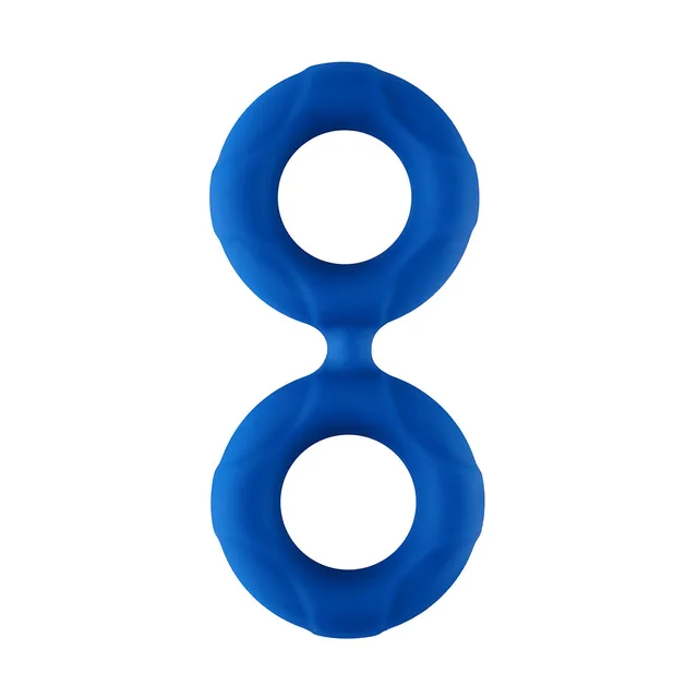 Front view of small blue silicone figure-eight ring