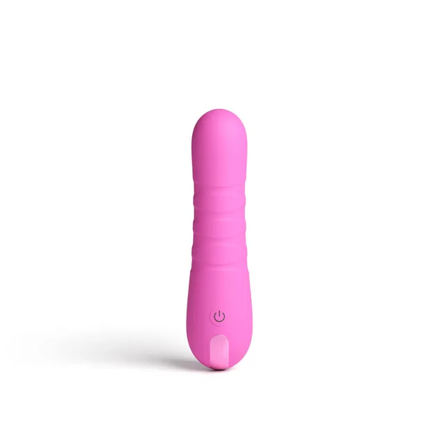 Front view of pink Crush with rounded tip and shaft grooves