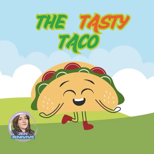 Front cover of The Tasty Taco adult humor book with a smiling cartoon taco beneath white clouds