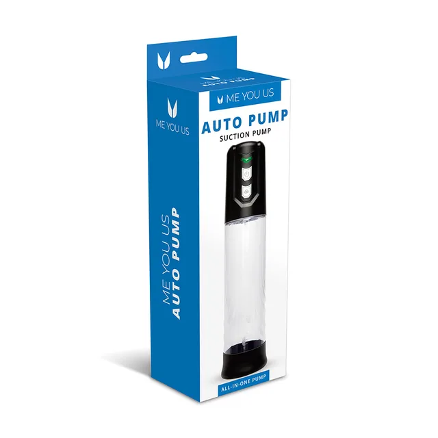 Me You Us Auto Pump in tall blue retail box