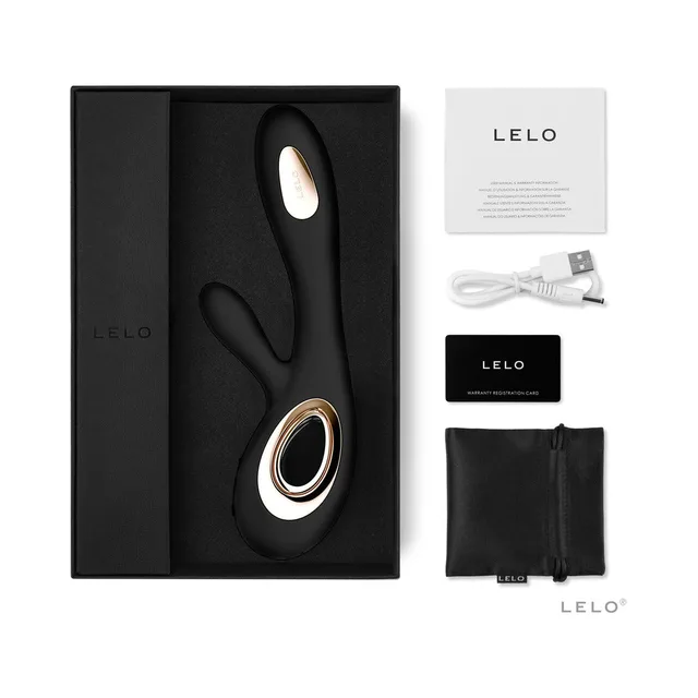 LELO SORAYA WAVE set in black box with cable, card and pouch