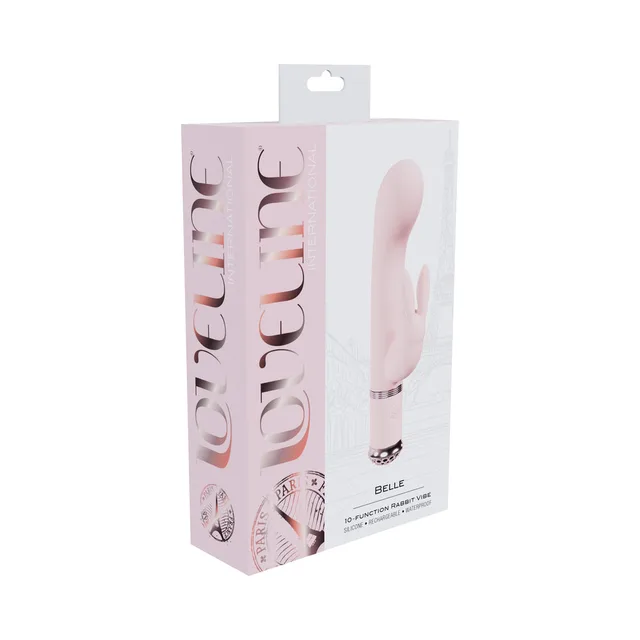 Pink Loveline Belle rabbit vibrator in pale-pink retail box